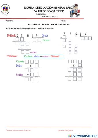 División con prueba