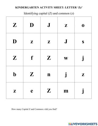Letter Z Activity Sheet