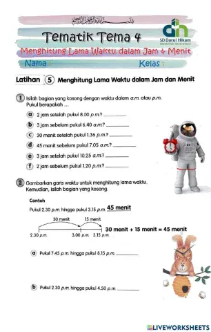 Menghitung Lama Waktu dalam Jam dan Menit