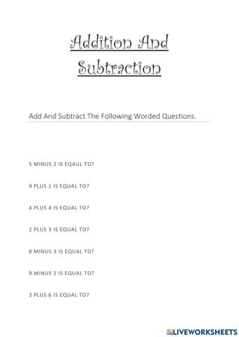 Addition And Subtraction