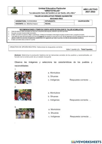 Taller quimestral ciudadanía segundo bgu