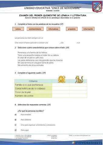 Examen de lengua y literatura