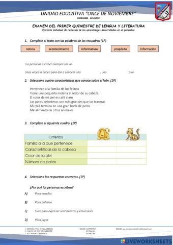 Examen de lengua y literatura