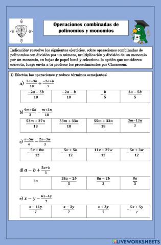 Operaciones algebraicas