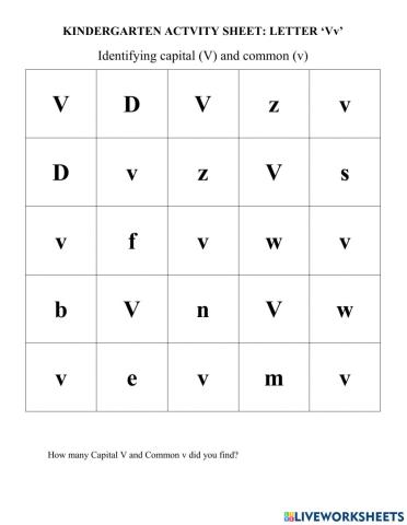 Letter V Activity Sheet