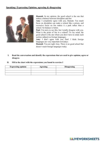 Opinion agree or disagree