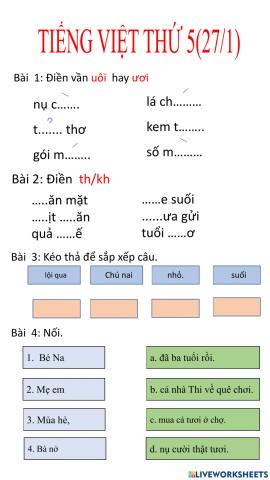 Tiếng Việt thứ 5 (27-1)