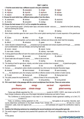 Unit 6: Global warming - Test 1