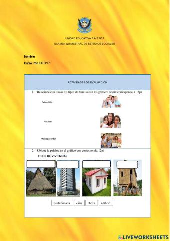 Examen Quimestral de Estudios Sociales