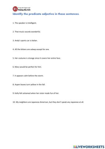 Identify predicate adjective