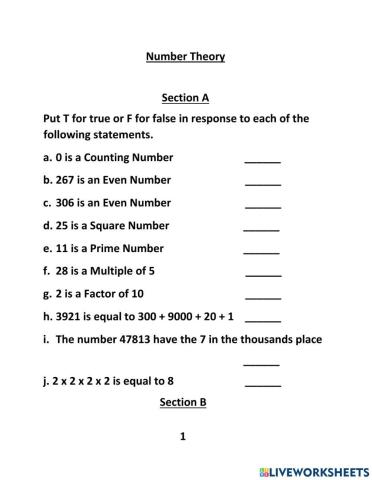 Number Theory QUIZ