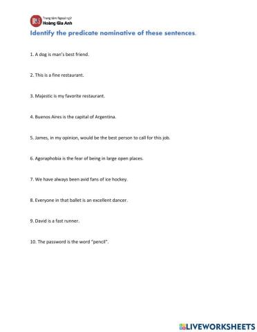 Identify predicate nominative