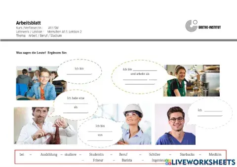 Arbeitsblatt: Beruf - Studium - Ausbildung