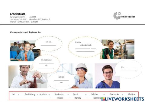 Arbeitsblatt: Beruf - Studium - Ausbildung