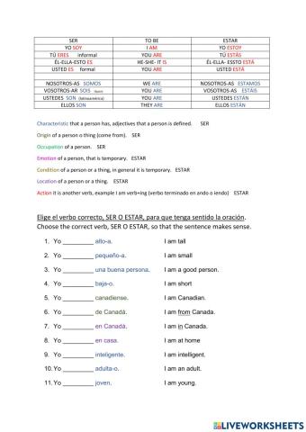SER o ESTAR