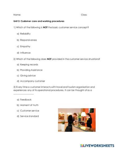 Customer care and working procedures