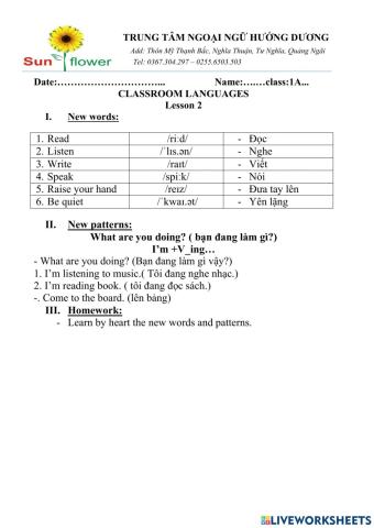 Classroom languages 2