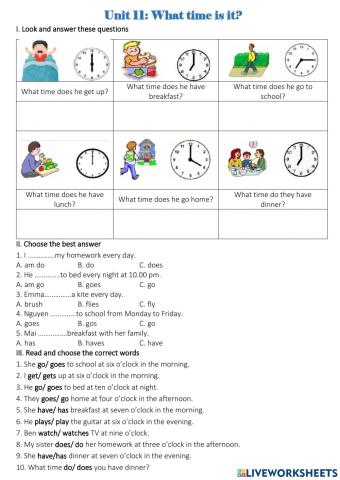 Unit 11: What time is it?