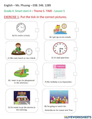 Theme 5 . TIME - Lesson 5