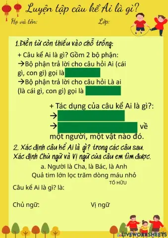 Luyện tập câu kể ai là gì?