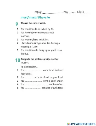 Must-mustn't-have to