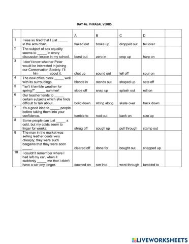 Day 46 Phrasal verbs