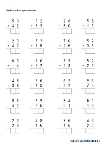 OPERACIONES SUMAS Y RESTAS