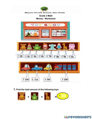 Grade 2 -Money -Worksheet