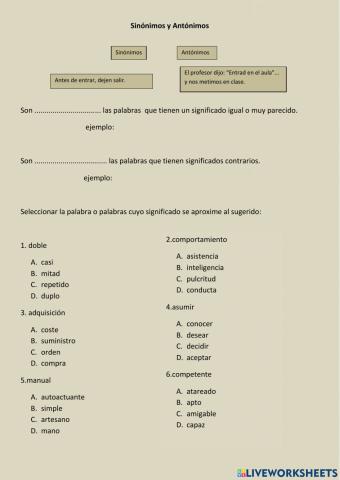 Sinónimos y antónimos