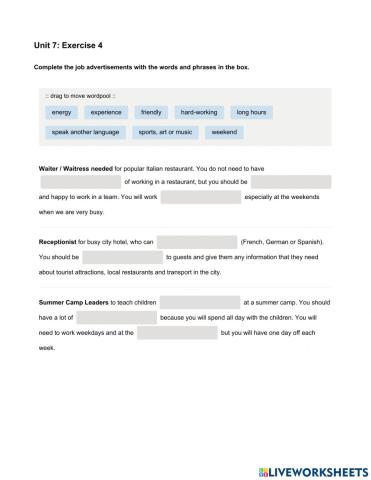 Mindset Foundation - Grammar & Vocabulary Skills Modules - Unit 7 Ex4