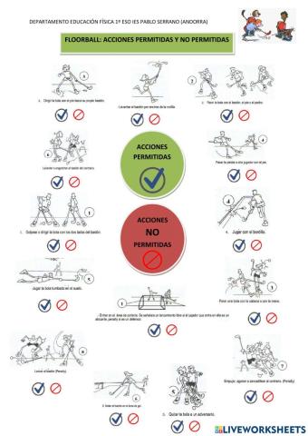 Floorball: acciones permitidas y no permitidas