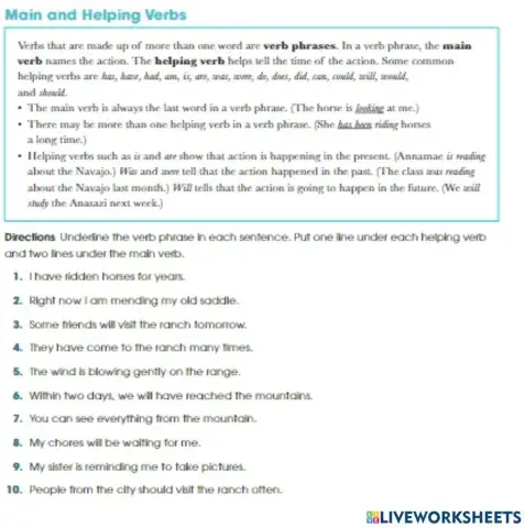 Main and helping verbs