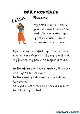 Daily Routines Reading