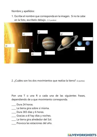 La tierra y el sistema solar