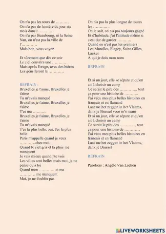 Chanson :Bruxelles je t'aime