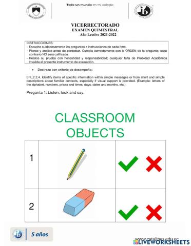 Classroom objects