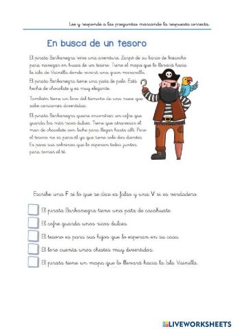 Lectura comprensiva En busca de un tesoro