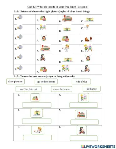 Unit 13: What do you do in your free time?vocab