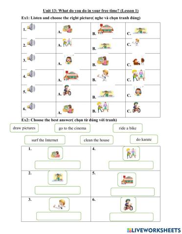Unit 13: What do you do in your free time?vocab