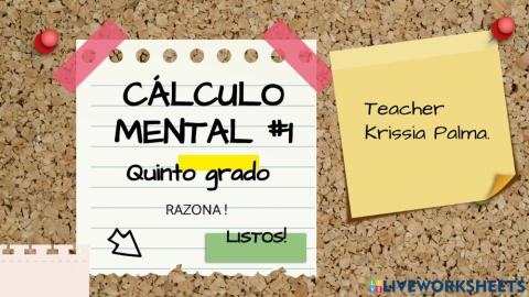 Cálculo mental -1 quinto grado
