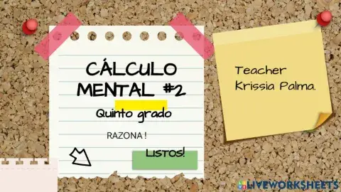 Cálculo mental -2 quinto grado