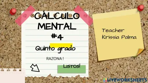 Cálculo Mental -4 QUINTO GRADO