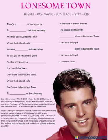 Lonesome Town by Ricky Nelson