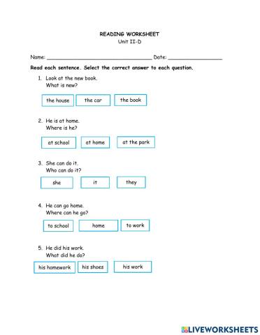 Reading unit ii-d