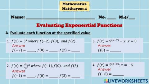 Evaluating Exponential Functions