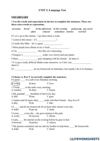WW1 Unit 3 Language and Skills Test