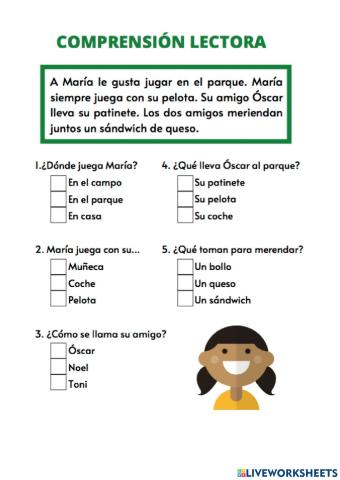 Lectura comprensiva María y Óscar