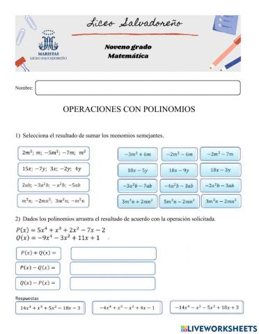 Operaciones algebraicas