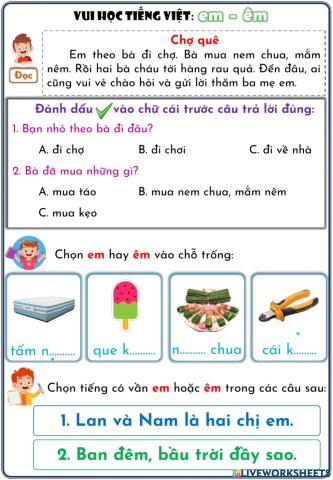 Phiếu ôn tập em, êm