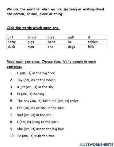 Verbs to be: is or am